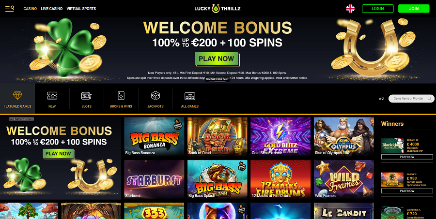 Lucky-Thrillz-Casino-Welcome-Featured-Slots